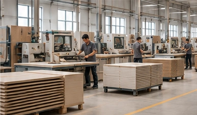 Illustrative cabinet production workshop