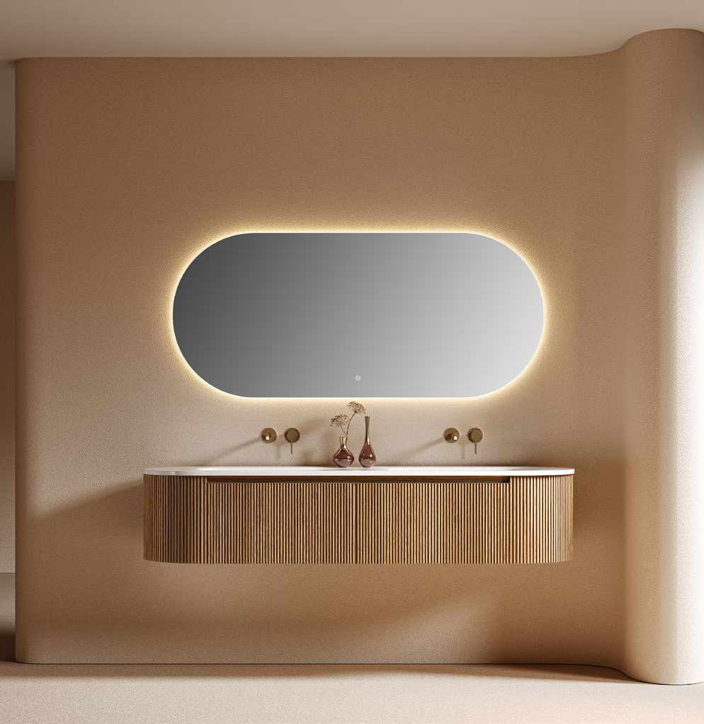 GOGO 6132A Curved Fluted Double-Sink Vanity