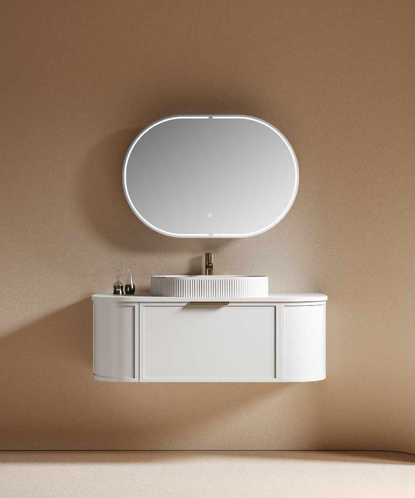 GOGO 6138 Sculpted White Floating Vanity