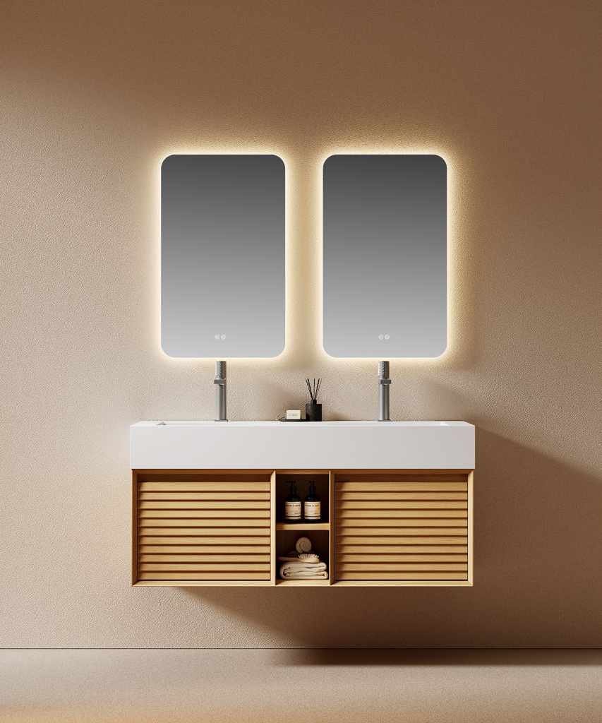 GOGO 6147 Slatted Vanity with Centre Storage